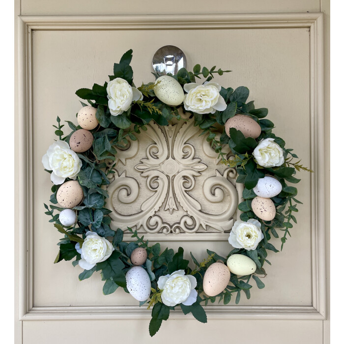 Easter wreath with eucalyptus branches and roses Ø45 sm