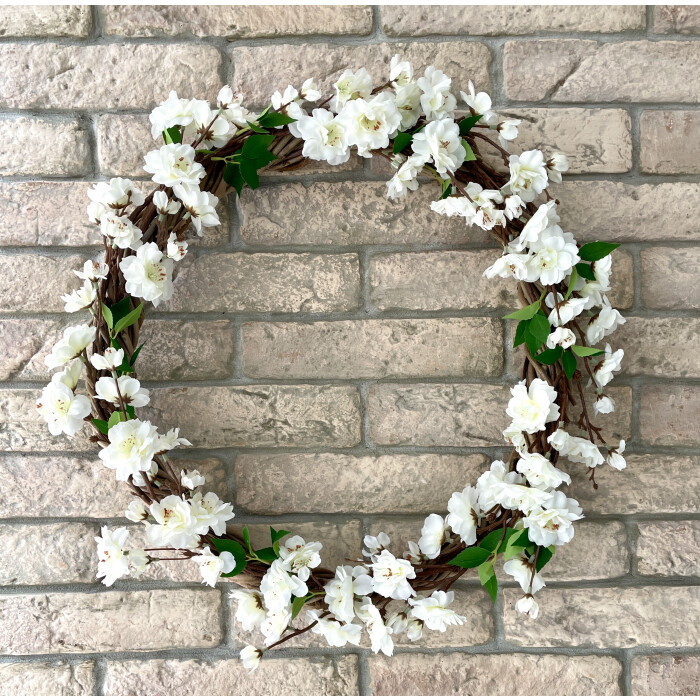 Wreath spring apple blossom white