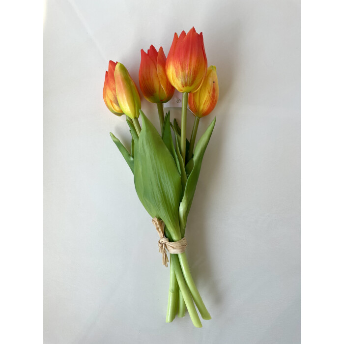 A bouquet of orange latex tulips