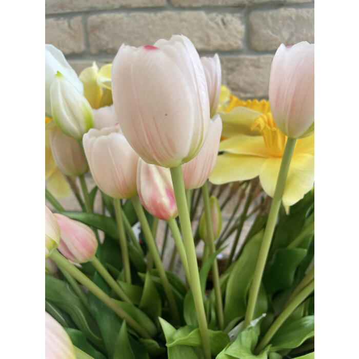 A bouquet of light pink latex tulips