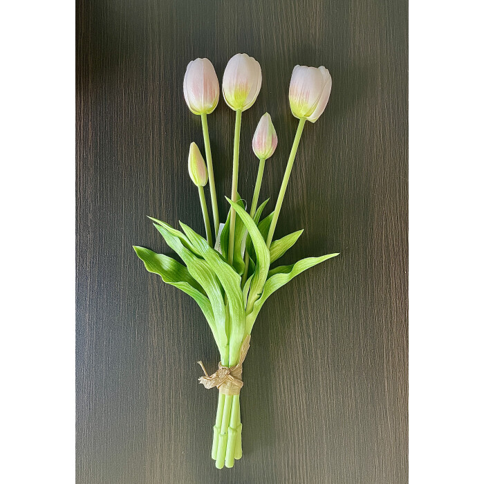 A bouquet of light pink latex tulips