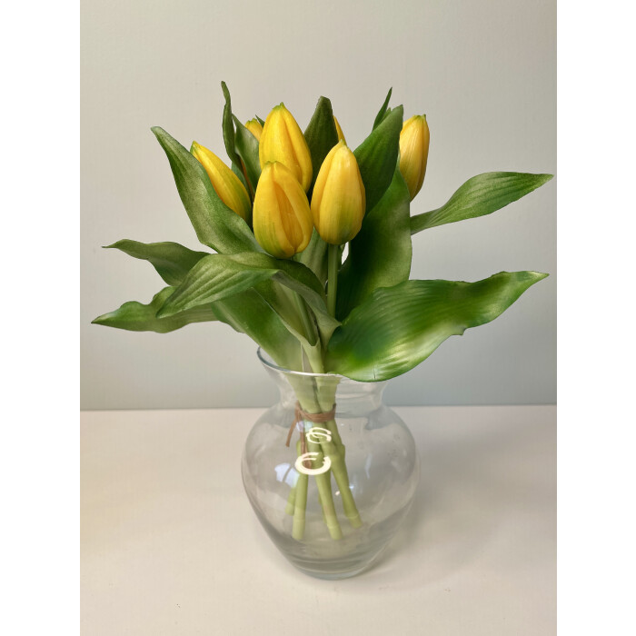 Bouquet of latex tulips, 7 yellow buds