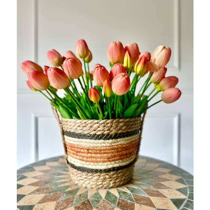 Bouquet of latex tulips "ball" coral