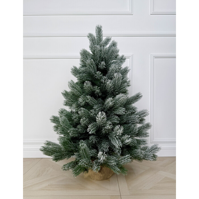 Сосна mini лита 90 см в мішковині засніжена