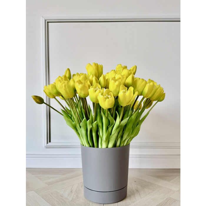 Bouquet of latex tulips, 5 buds, yellow 45cm