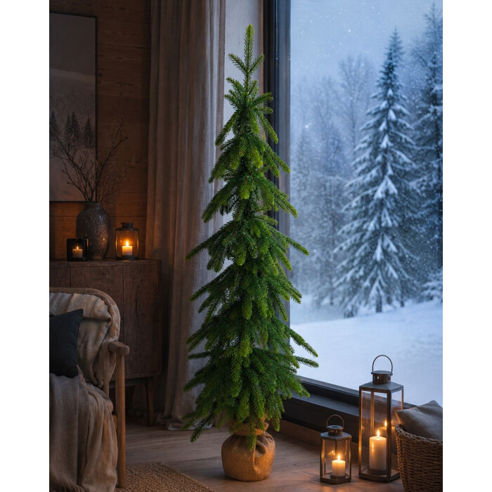 Forest Elf cast Christmas tree 120cm green with burlap top