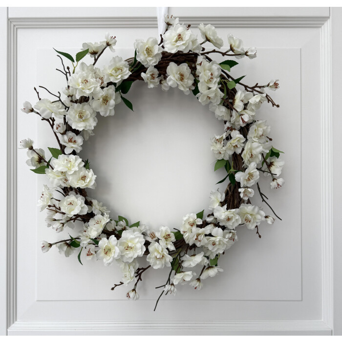 Wreath spring apple blossom white