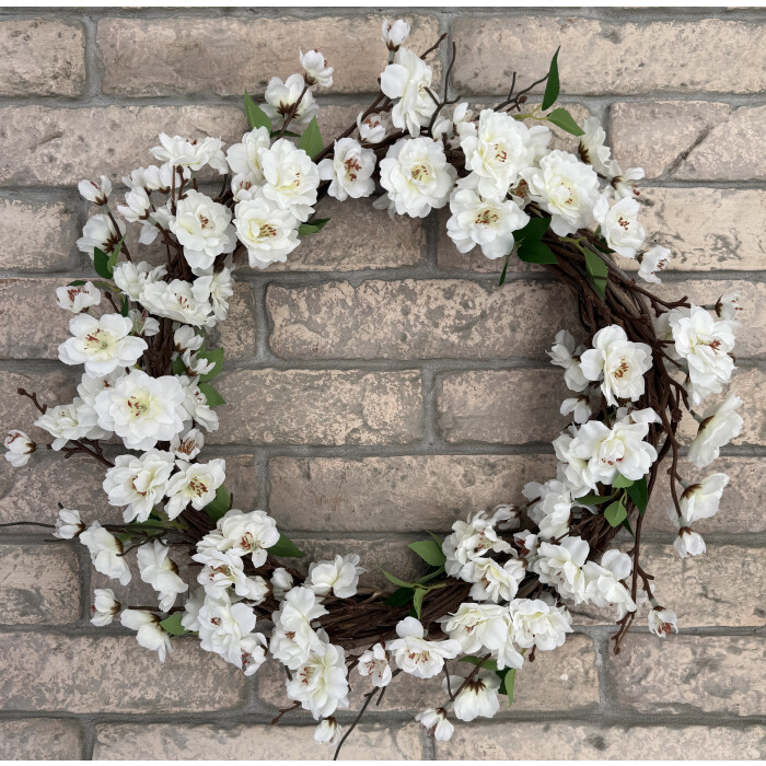 Wreath spring apple blossom white